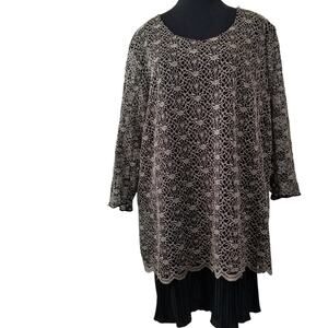 CJ Banks, Plus Size (see Measurements) Black & Gold Evening Layered Top